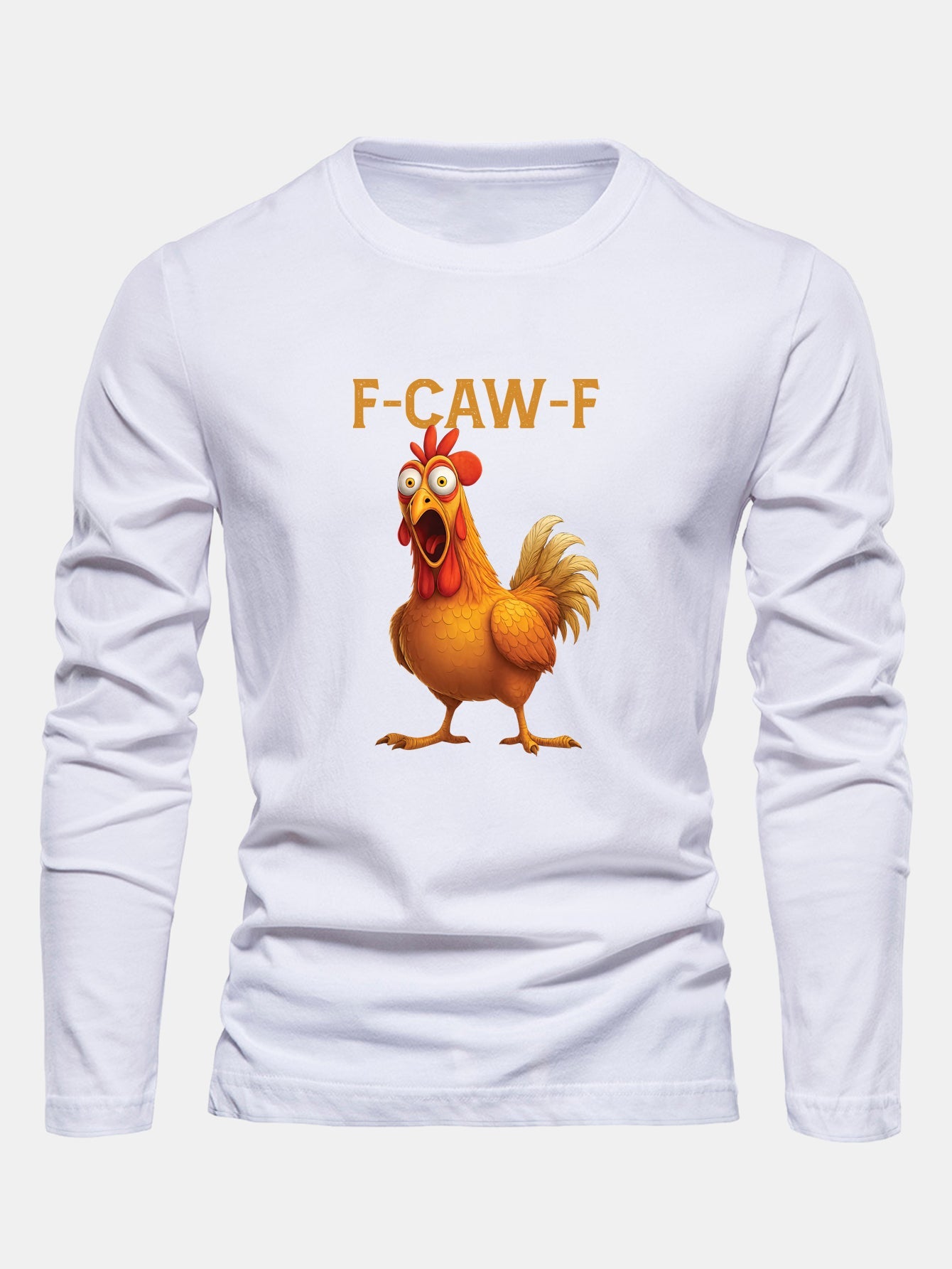 Langarm Baumwoll-T-Shirt mit Hahn-Print