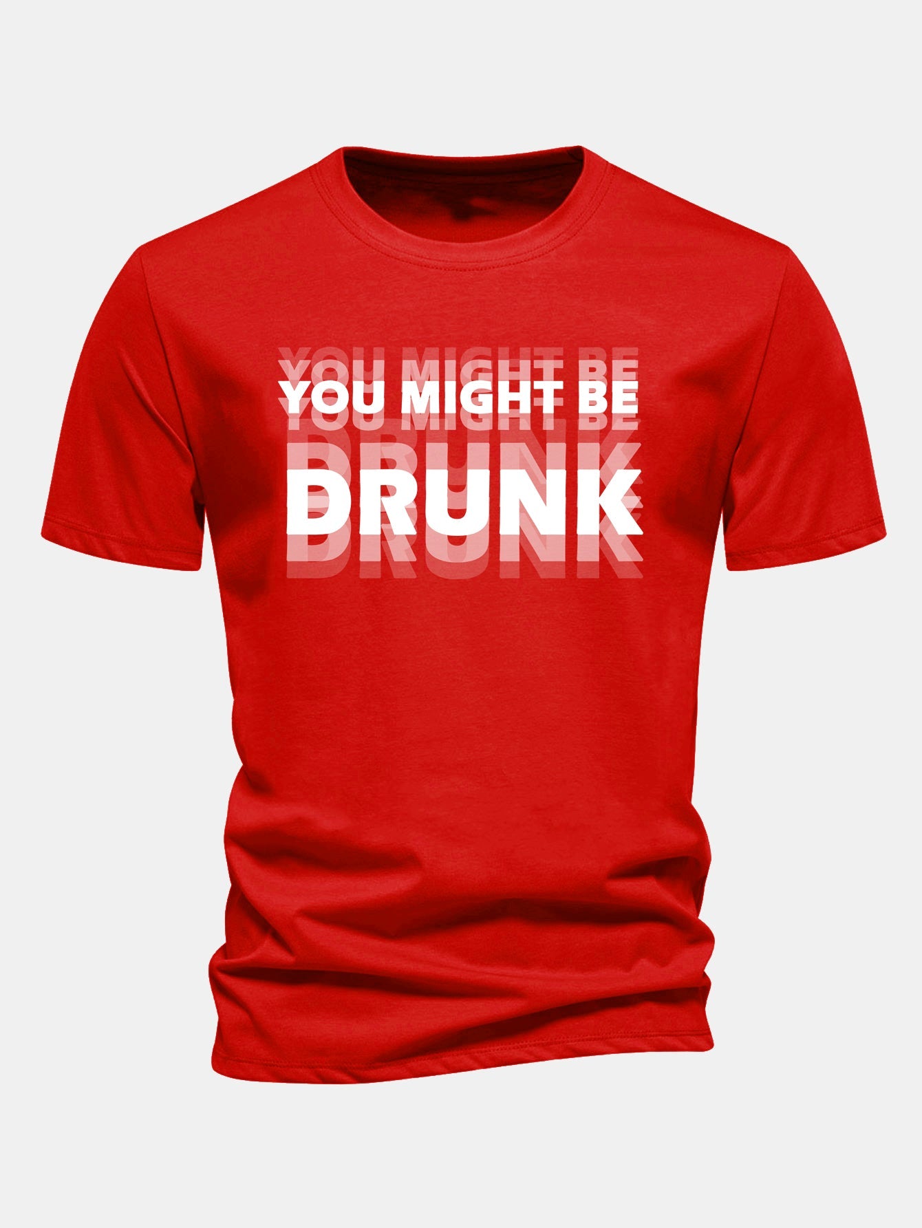 Baumwoll-T-Shirt mit regulärer Passform und 'You Might Be Drunk'-Print