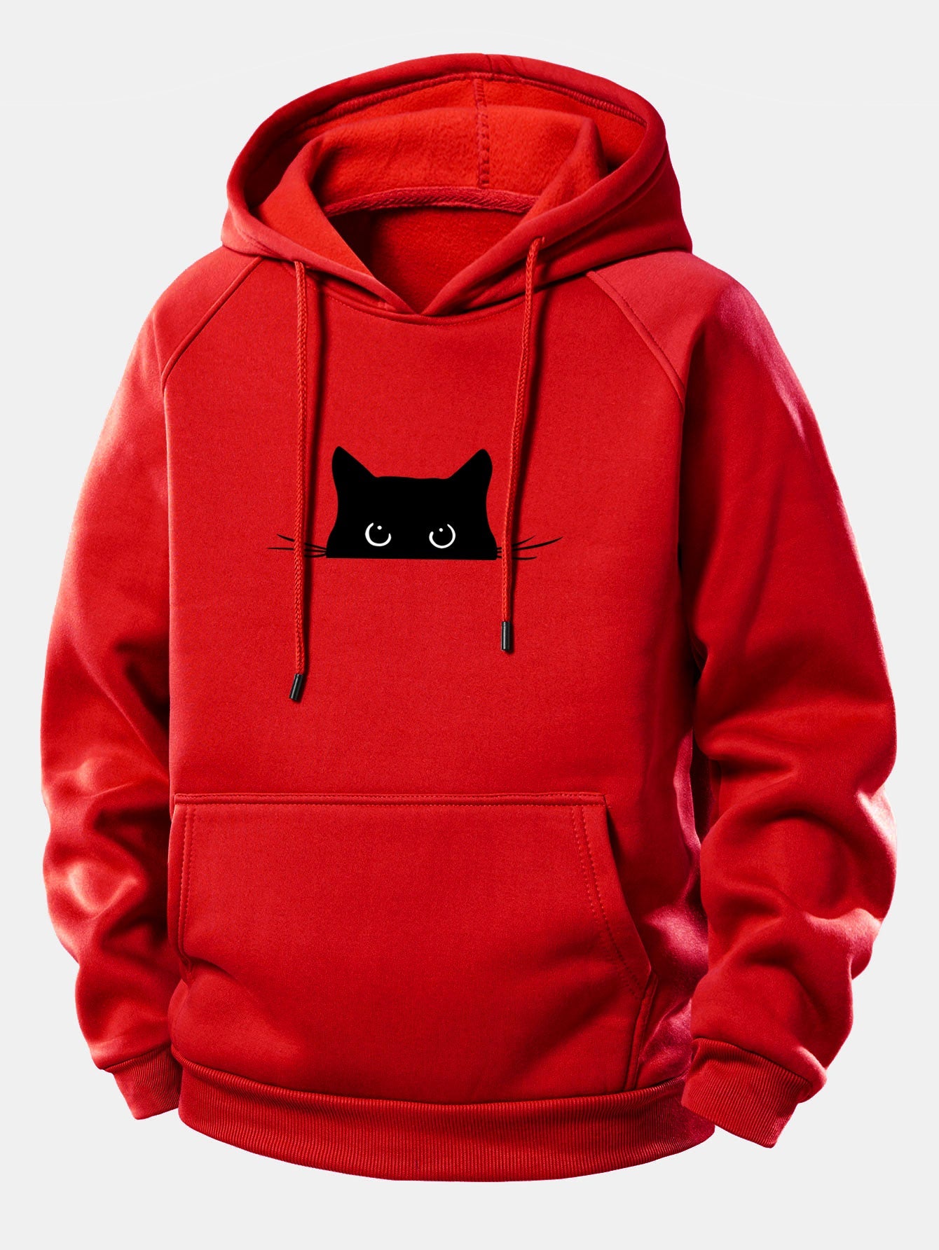 Hoodie mit Kordelzug und schwarzem Katzen-Design