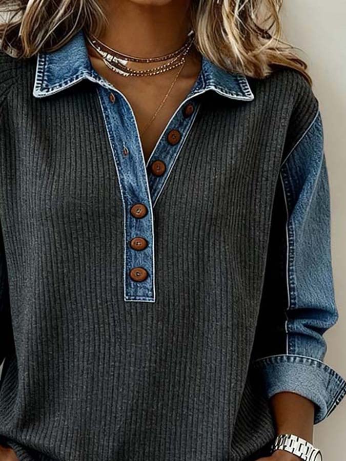 Stutz I Damen Freizeit Pullover mit Kontrastfarben und Stitching