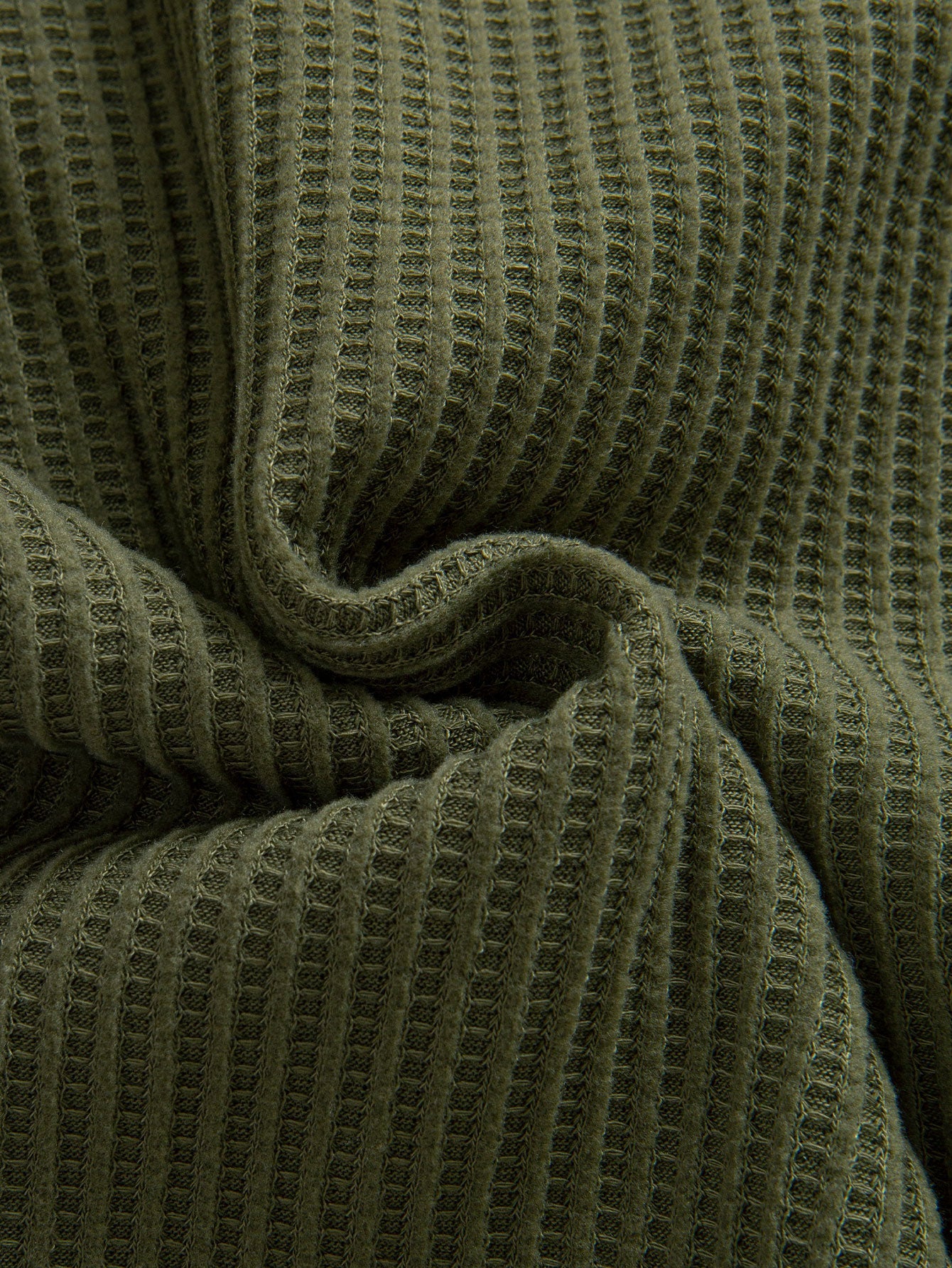 Langärmliges Waffel-Polo mit Knopfverschluss