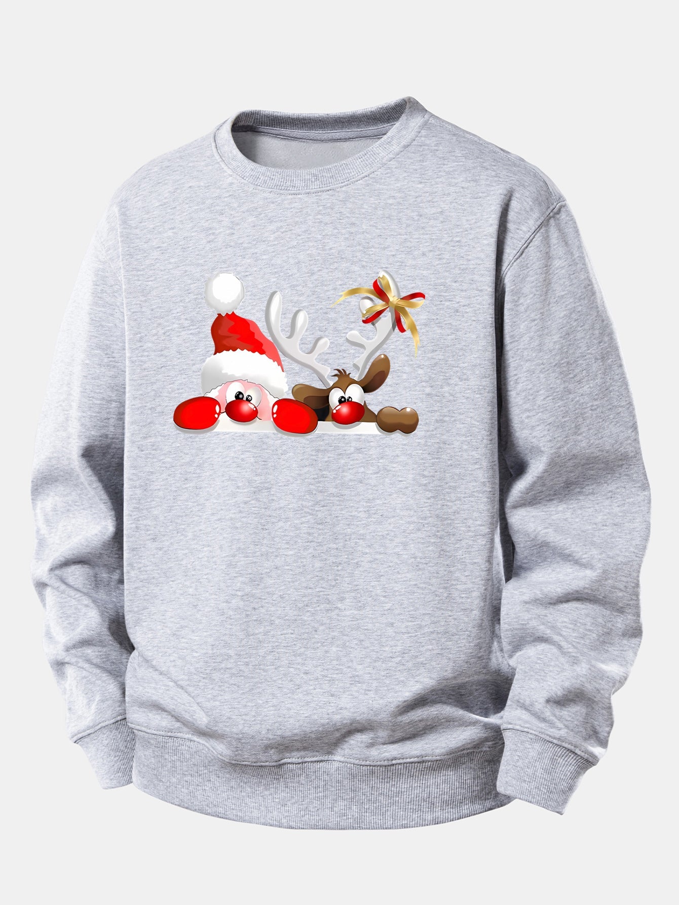 Weihnachtsmann und Rentier Druck Locker sitzendes Sweatshirt