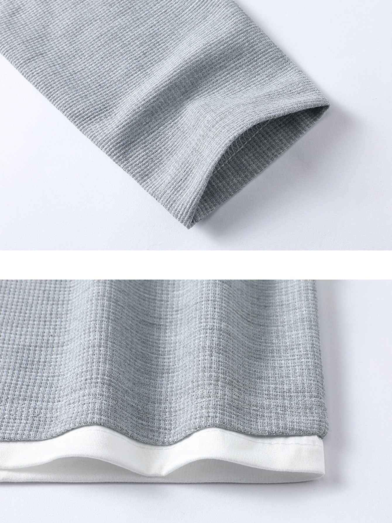 Casual Long Sleeve 2-in-1 Waffle T-Shirt & Straight Cord Pants