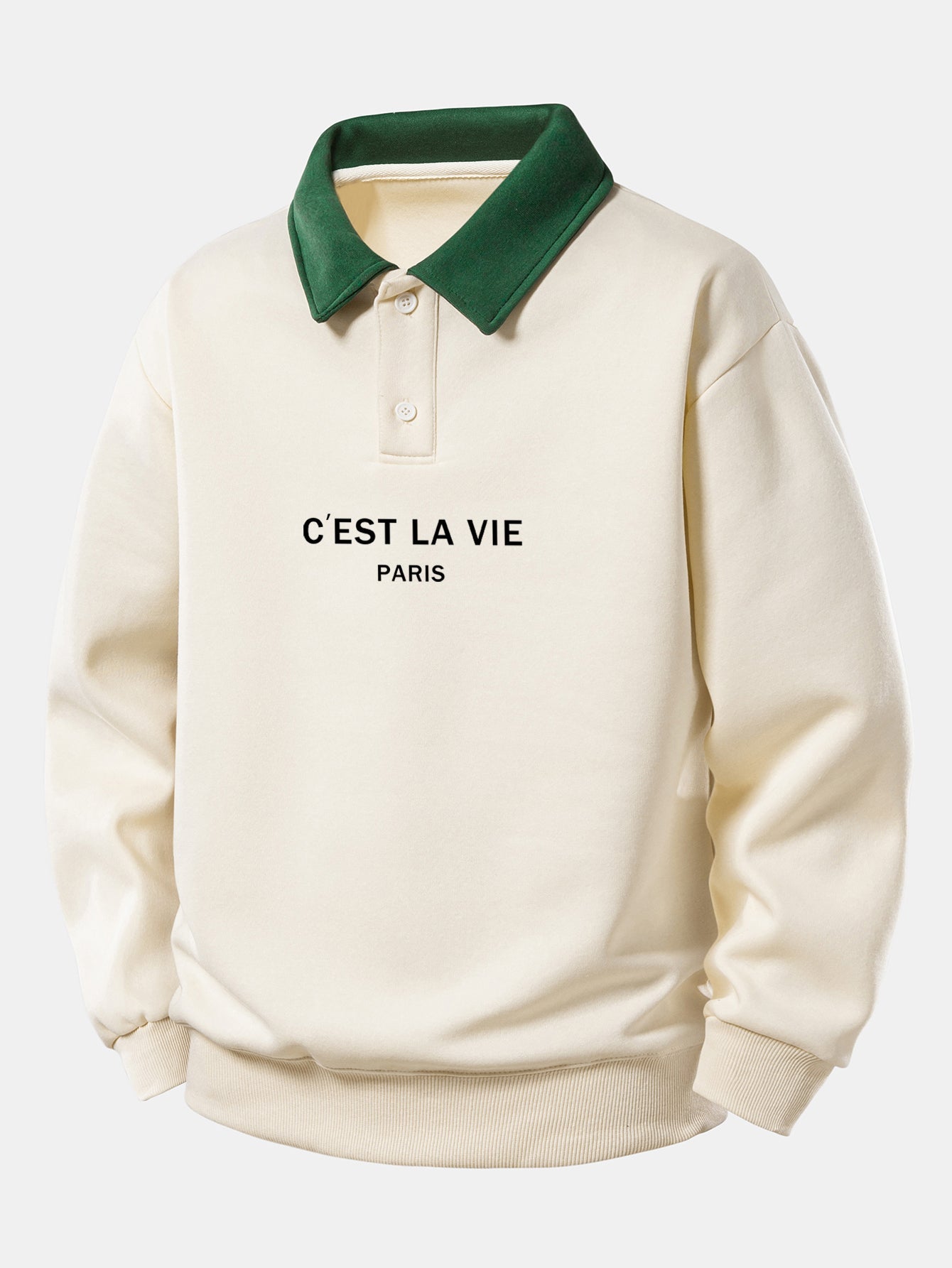 Relax Fit Paris Print Contrast Poloshirts Sweatshirt