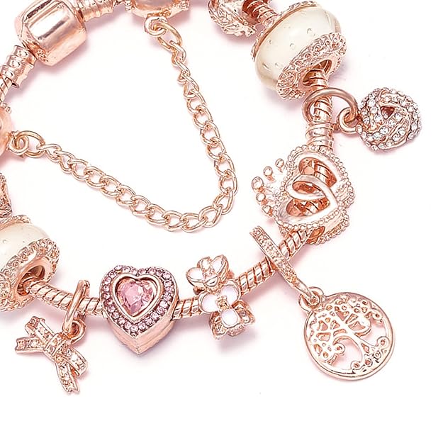 Rosen Traumfänger Armband mit enthaltenen Charms in Silber