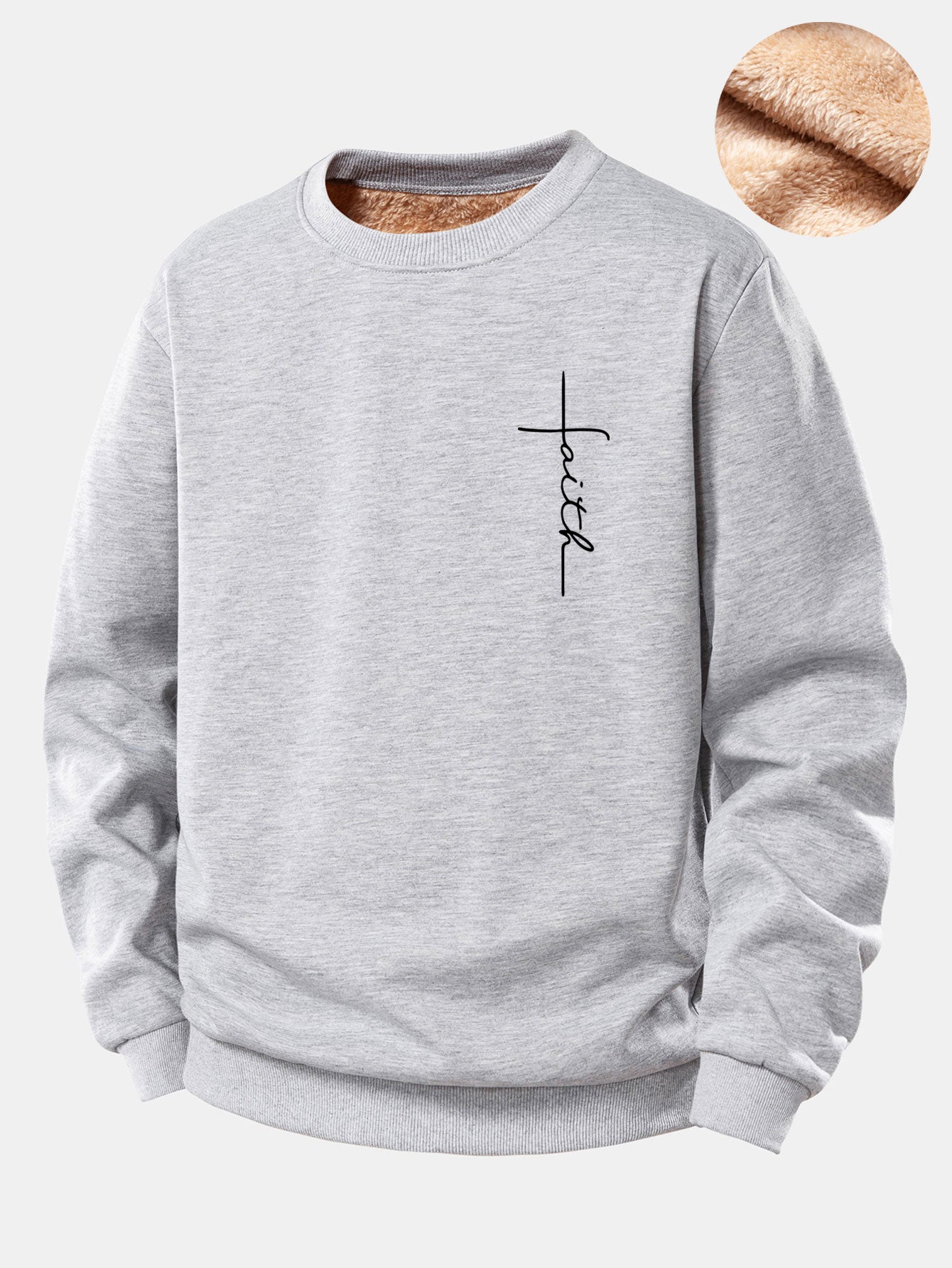 Faith Print Teddy Fleece Lined Sweatshirt