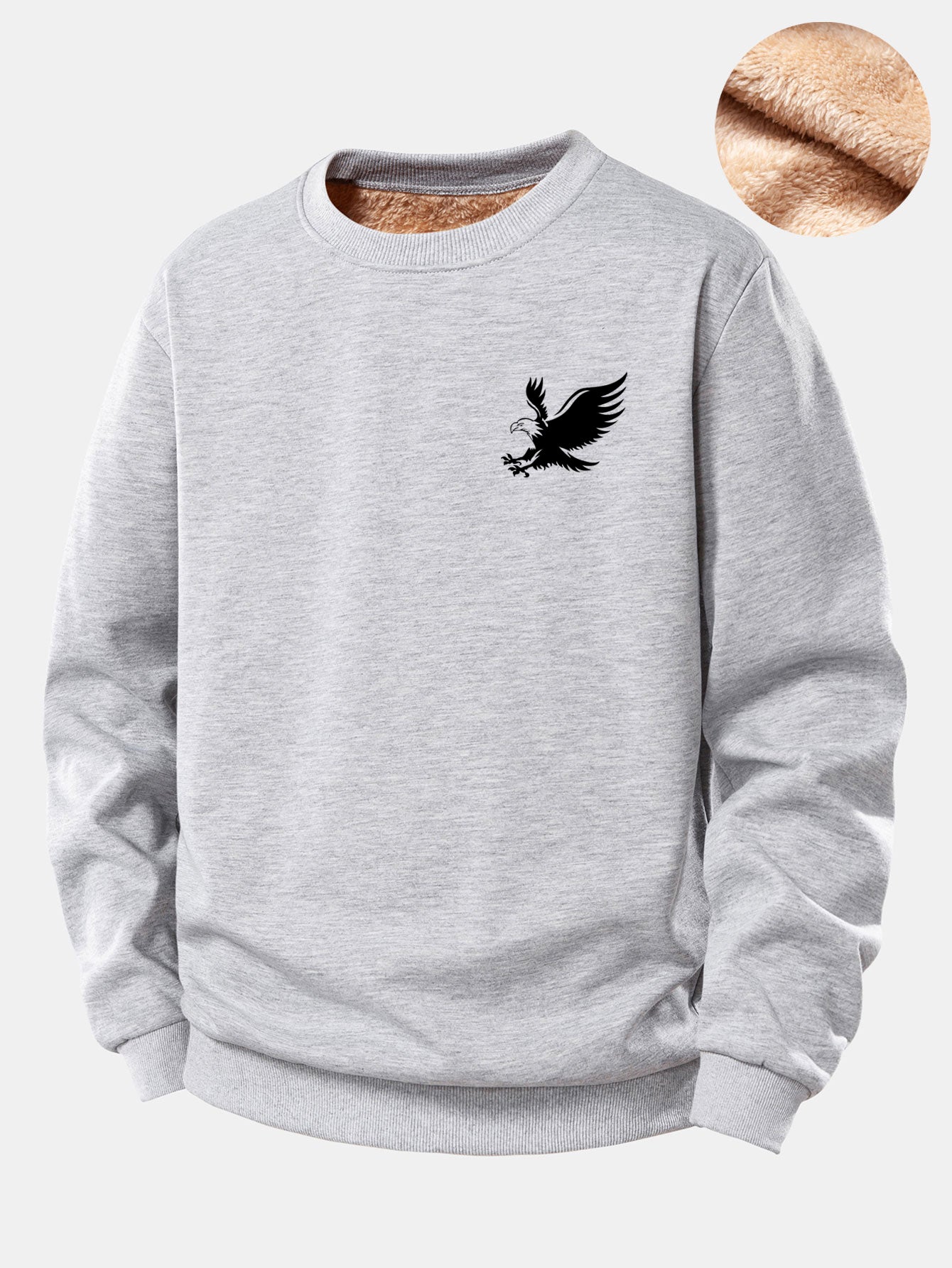 Soaring Eagle Print Teddy Fleece Gefüttertes Sweatshirt