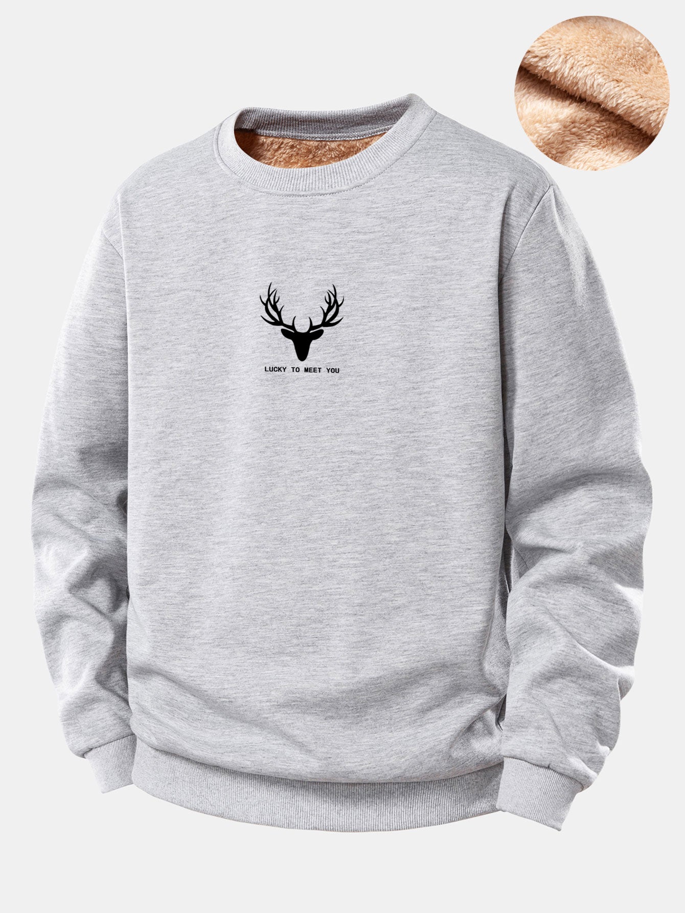 Hirsch-Silhouette Druck Sweatshirt aus Teddy-Fleece
