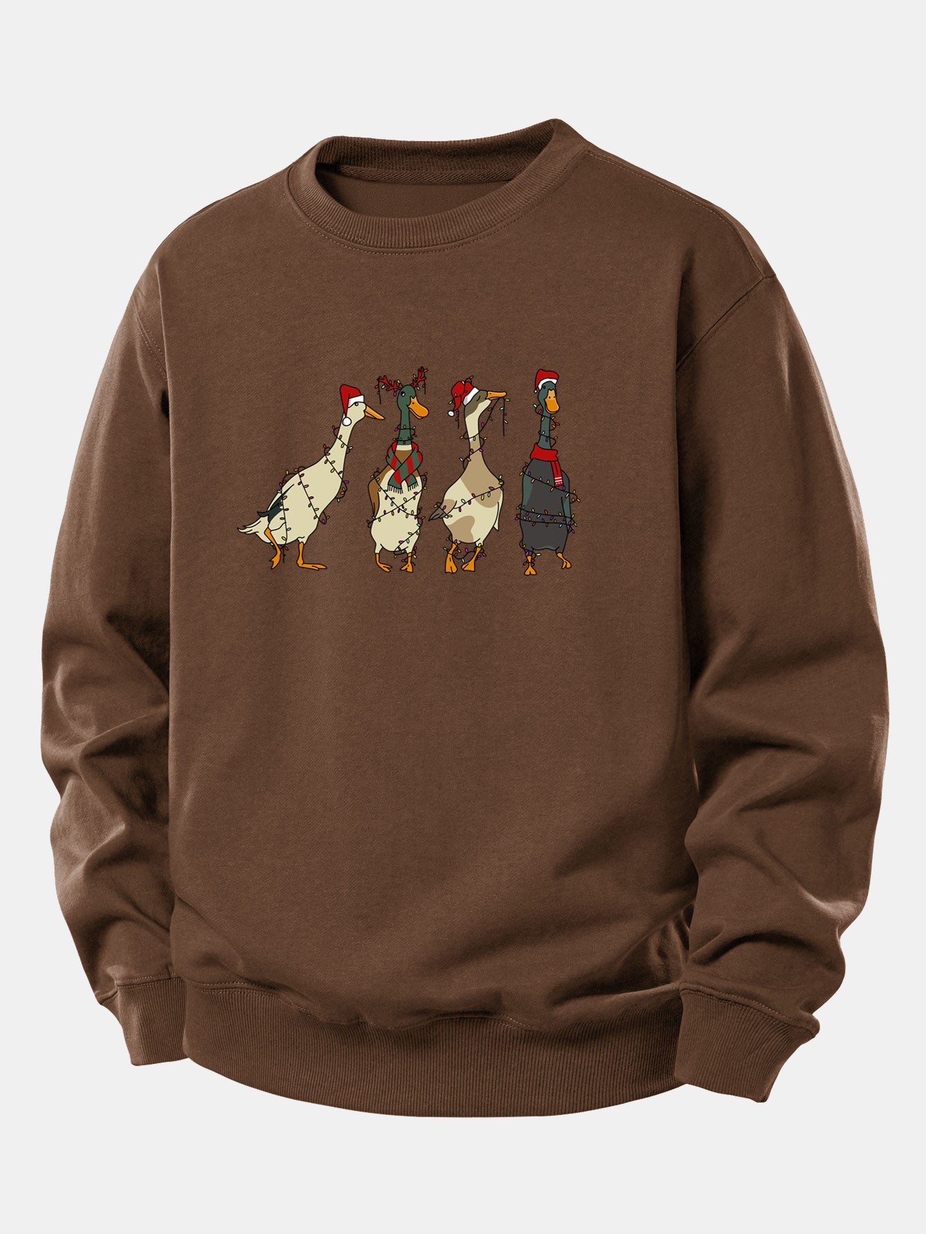 Weihnachtslichter Ente Druck Locker Sitzendes Sweatshirt