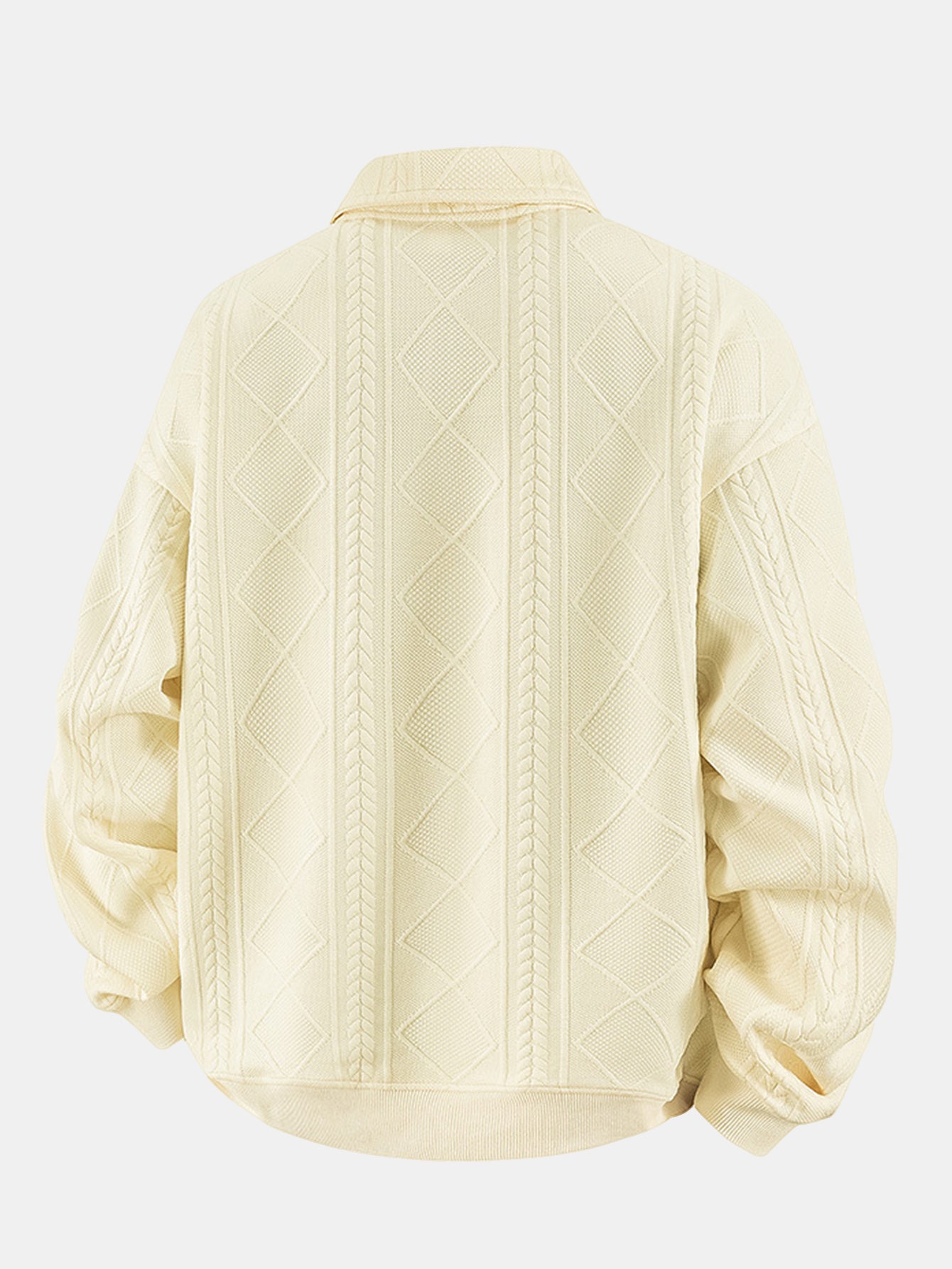 Geometric Jacquard Polo Collar Sweatshirt