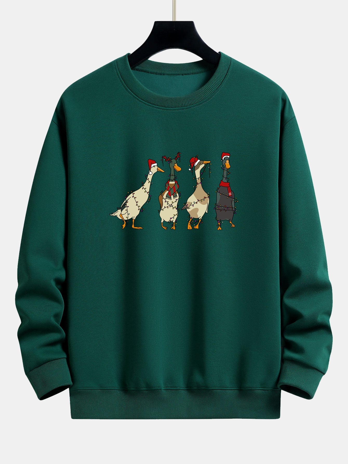 Weihnachtslichter Ente Druck Locker Sitzendes Sweatshirt