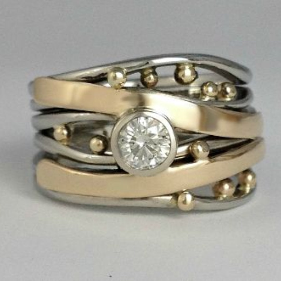Gold- und Silber-Zirkonia-Ring