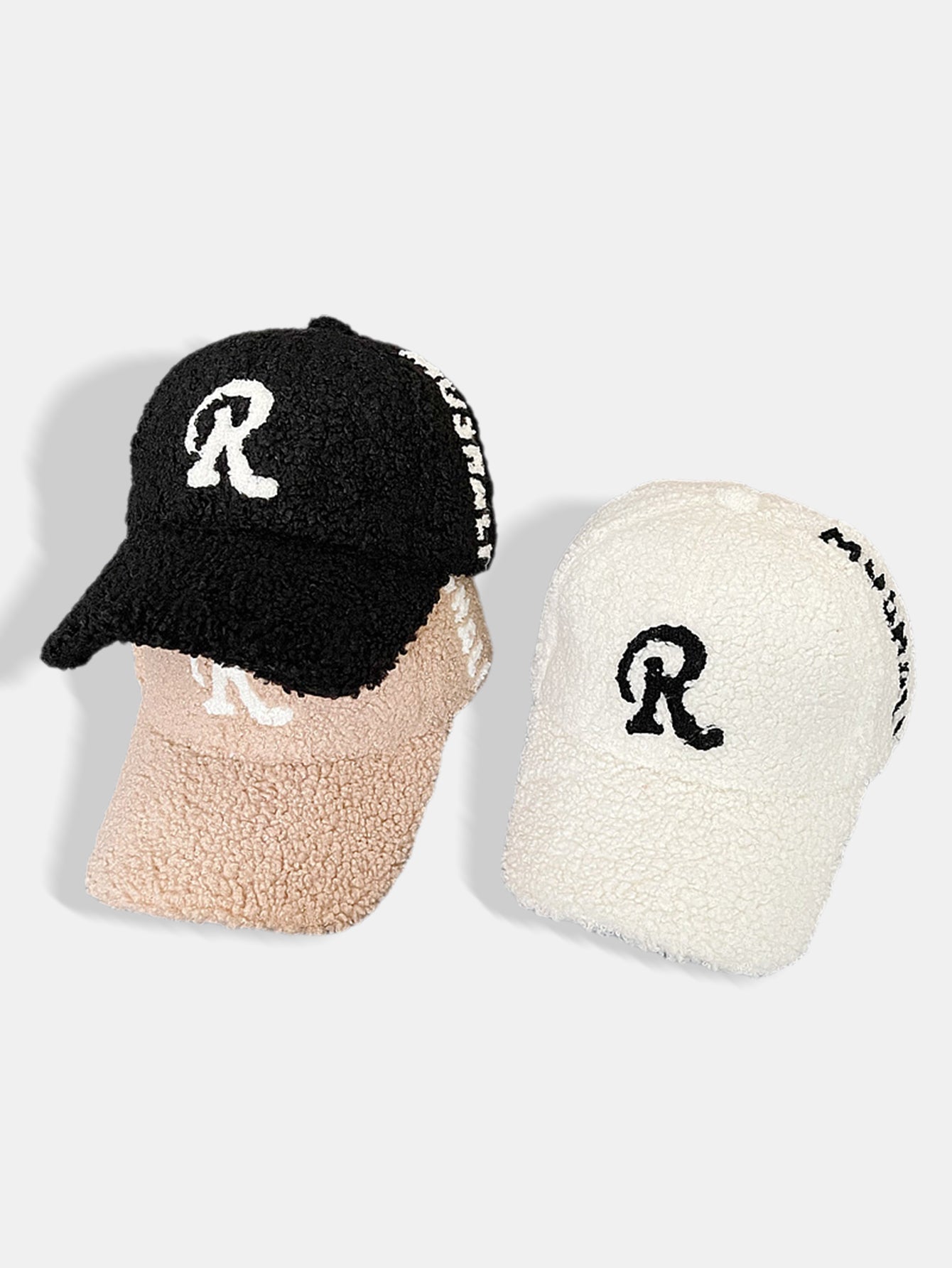 Bestickte R Dekoration Plüsch Warme Baseballkappe