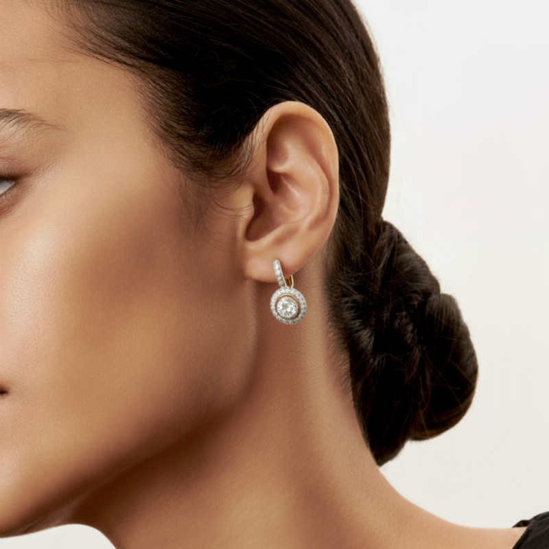 Vintage-Ohrringe aus Kristall in Gold und Silber