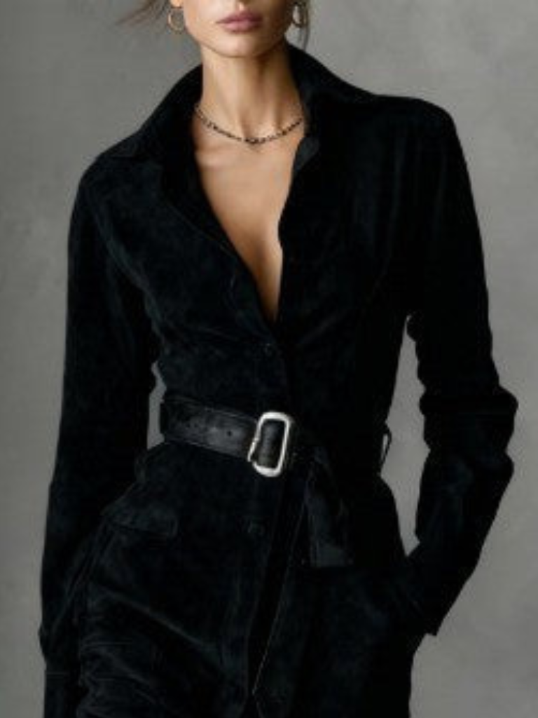 SELENE SUEDE MIDI-MANTELKLEID