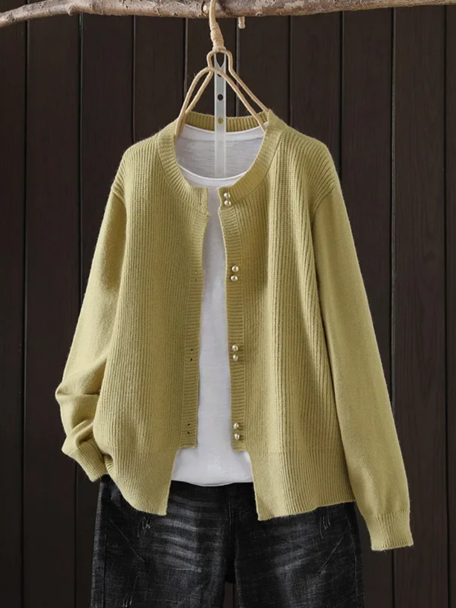 Elara™ - Perlenknopf Cardigan