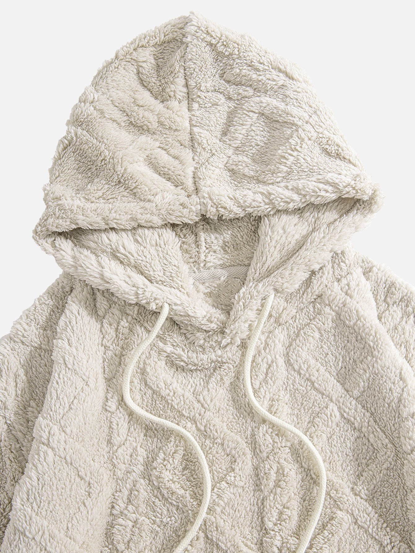 Geometric Jacquard Teddy Fleece Hoodie