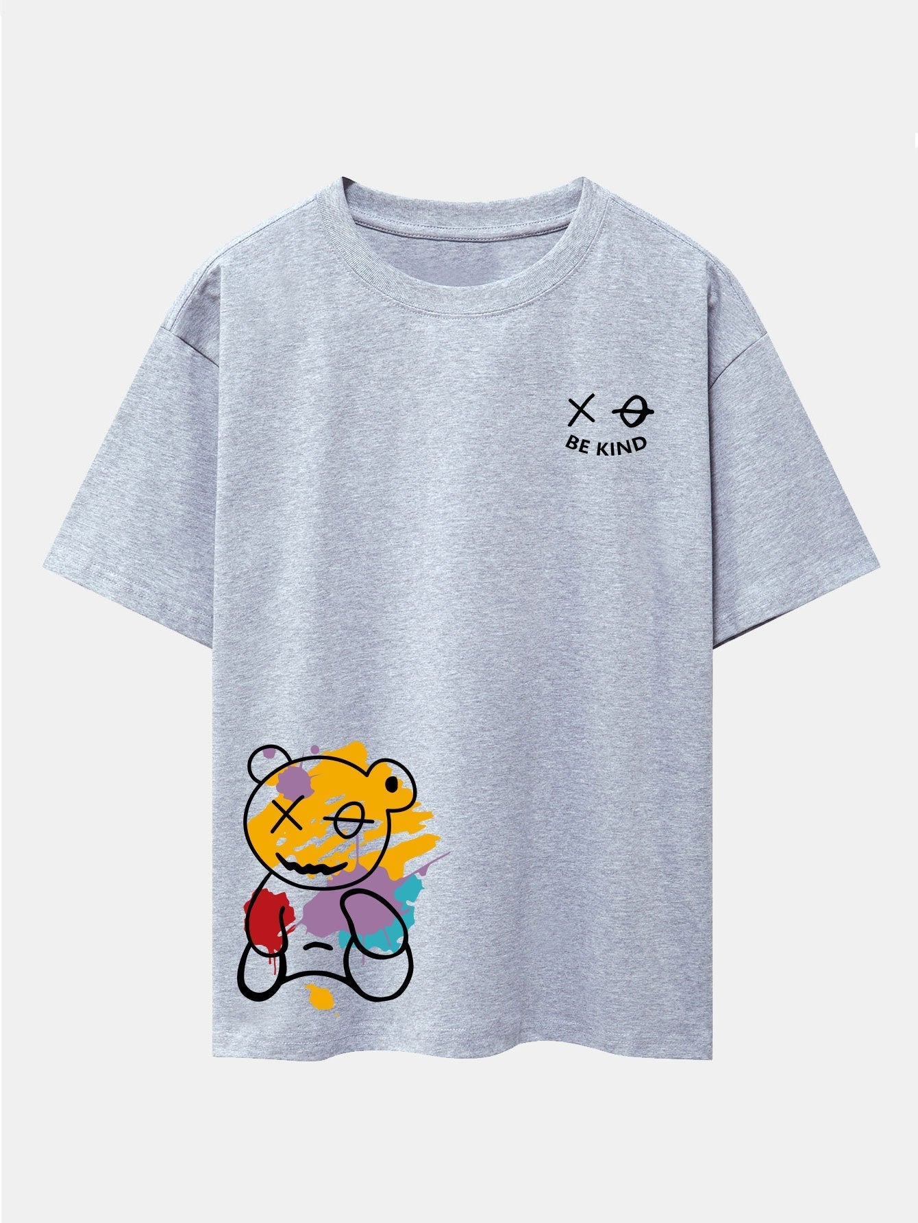 Graffiti Bear Print Oversized Drop Shoulder T-Shirt