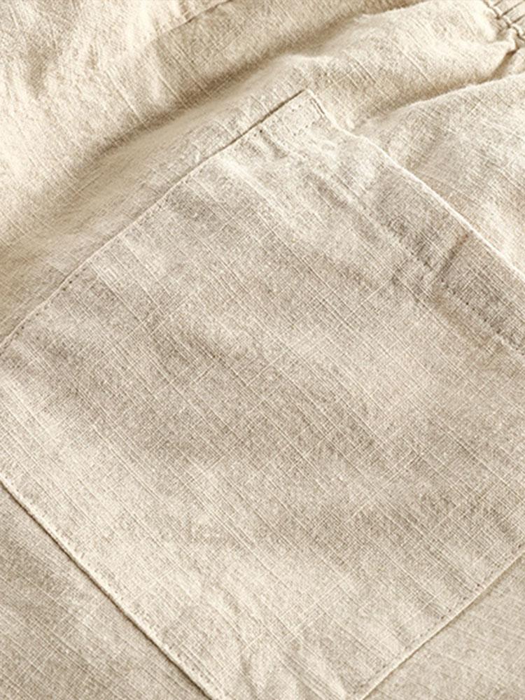 Shorts aus Leinen-Baumwoll-Mix mit verstellbarem Kordelzug