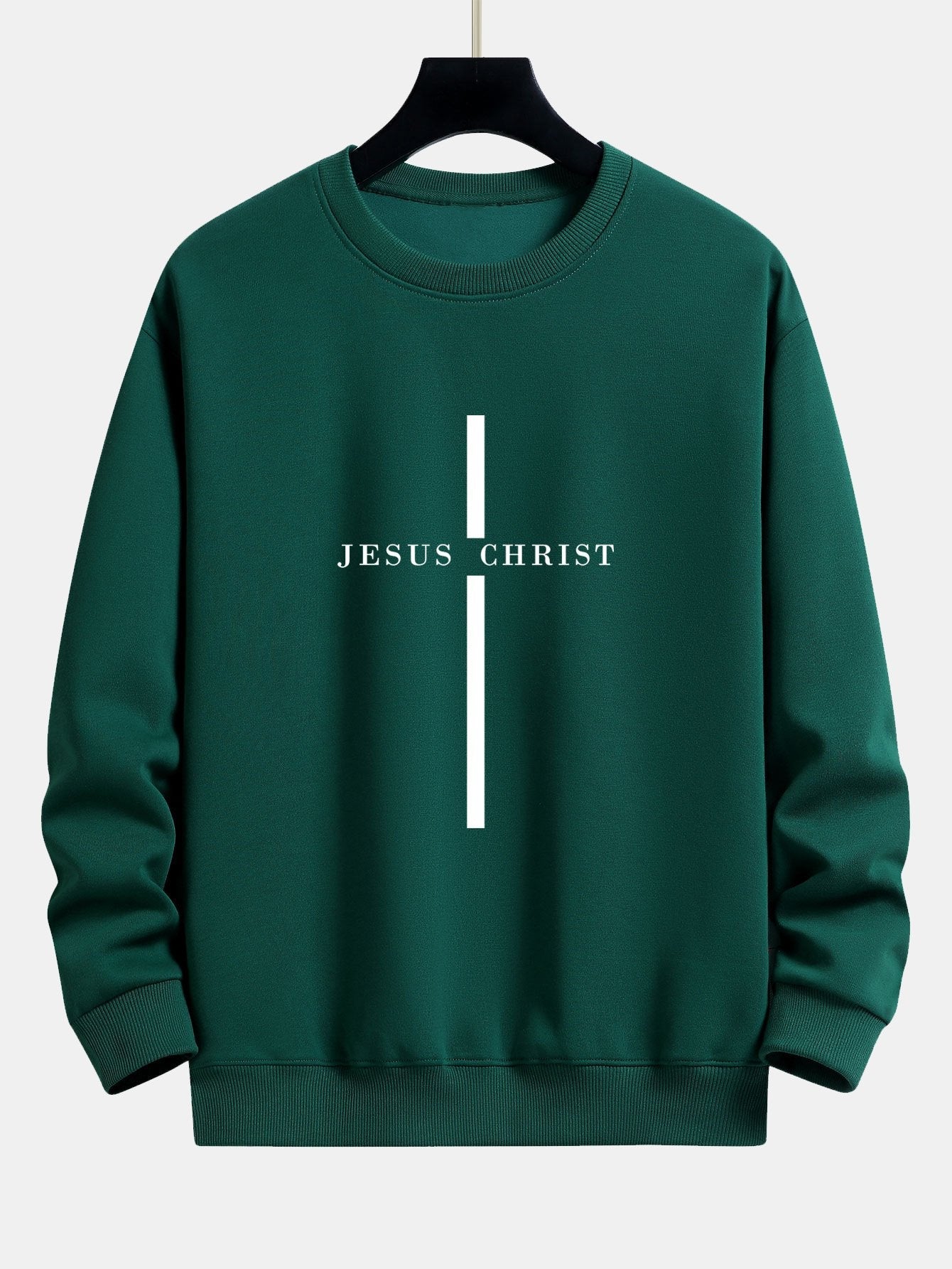 Relaxed Fit Sweatshirt mit Jesus Christus Streifenmuster