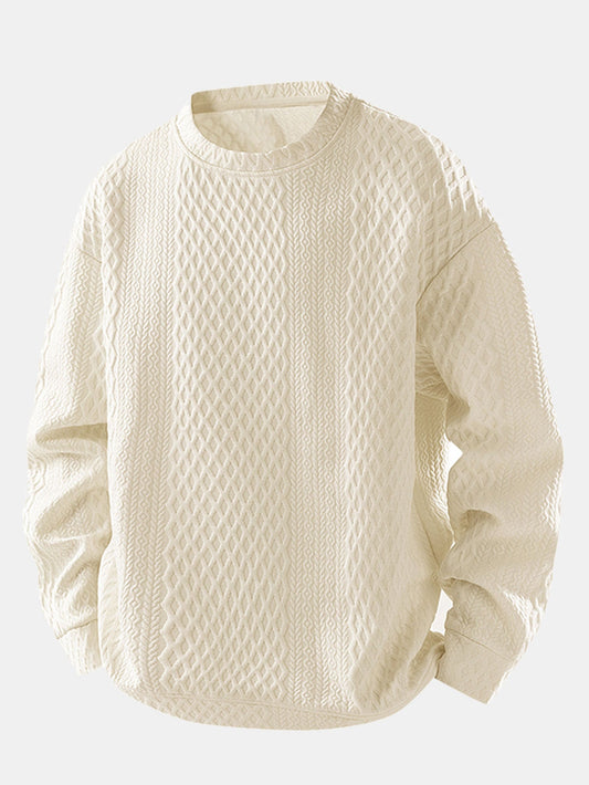 Geometrisches Jacquard-Sweatshirt mit Rundhalsausschnitt in lockerem Schnitt