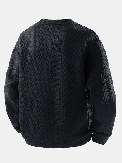 Geometrisches Jacquard-Sweatshirt mit Rundhalsausschnitt in lockerem Schnitt