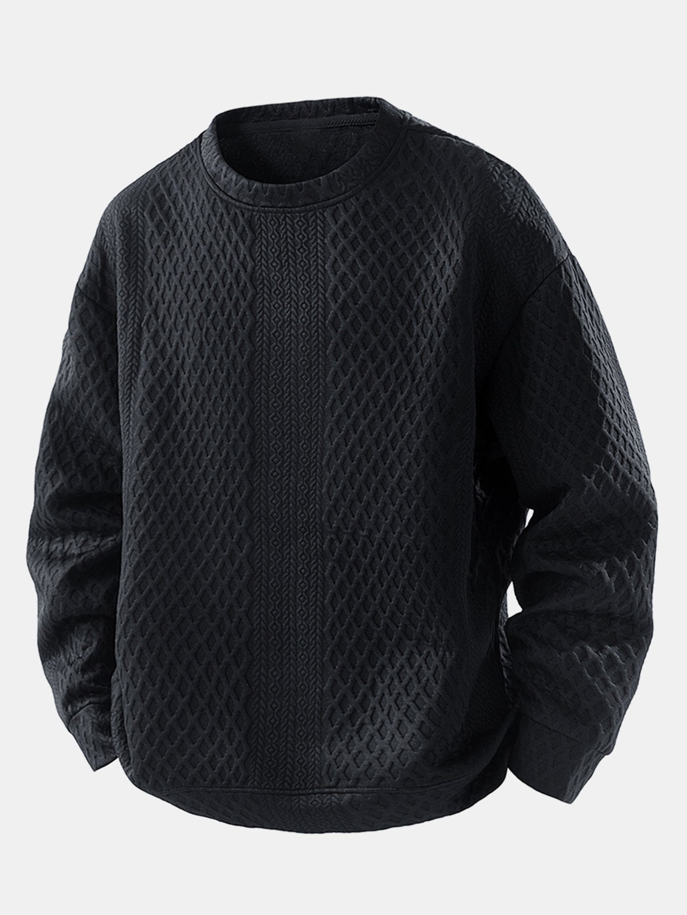 Geometrisches Jacquard-Sweatshirt mit Rundhalsausschnitt in lockerem Schnitt