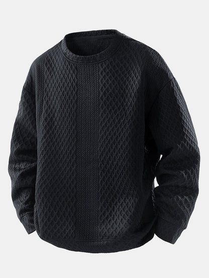 Geometrisches Jacquard-Sweatshirt mit Rundhalsausschnitt in lockerem Schnitt
