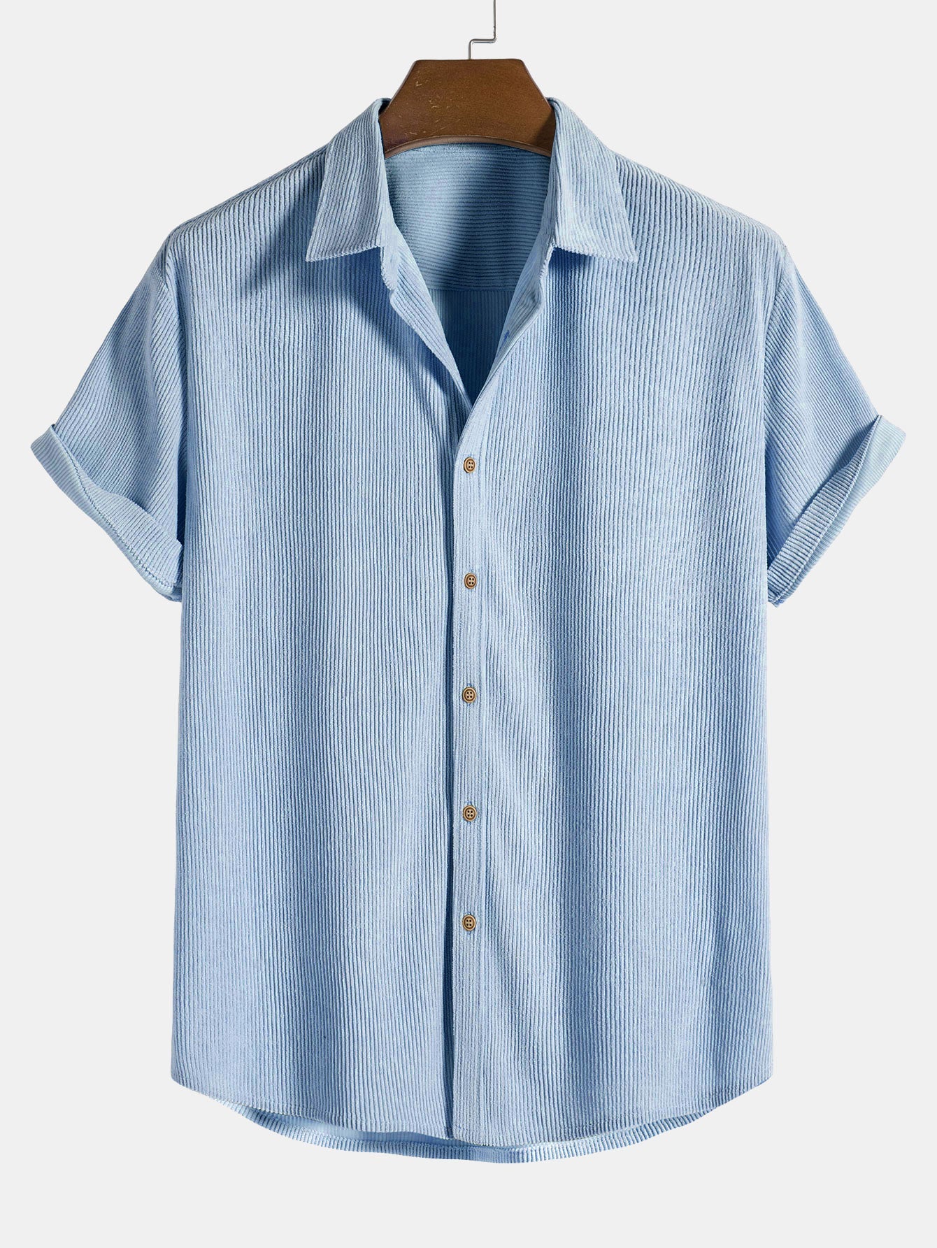 Corduroy Button-Down Short Sleeve Shirt
