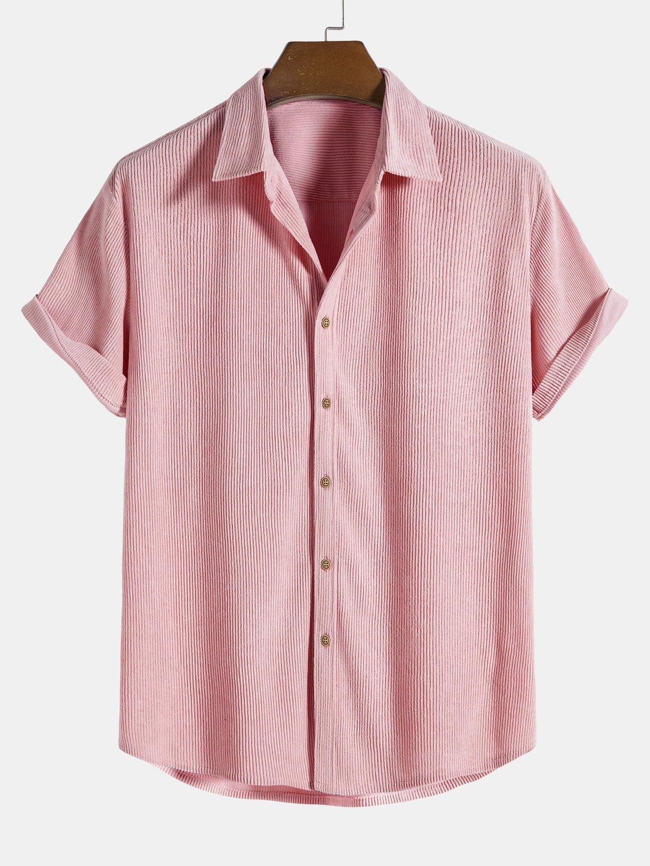 Corduroy Button-Down Short Sleeve Shirt