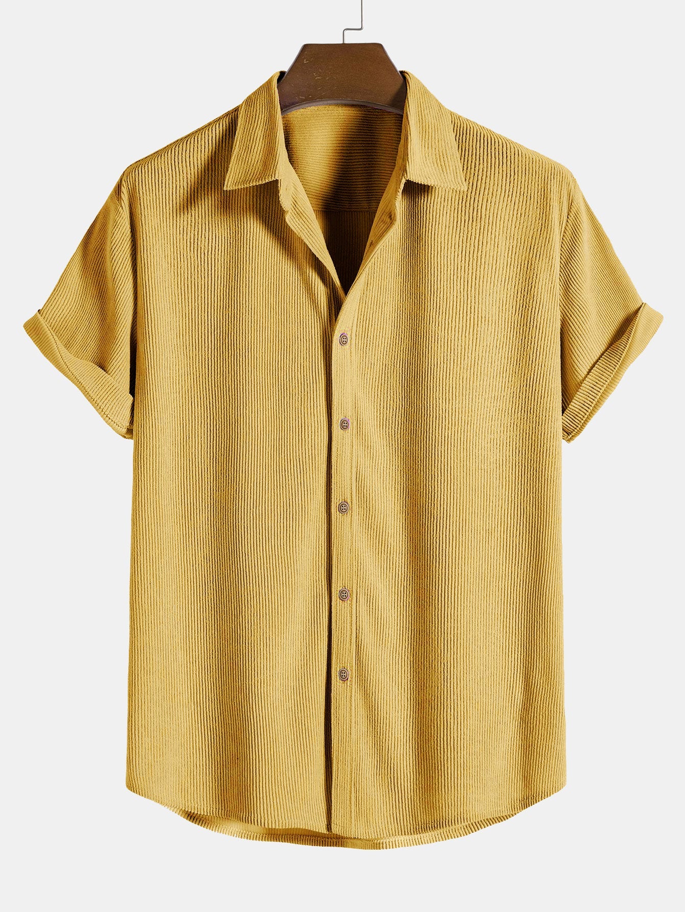 Corduroy Button-Down Short Sleeve Shirt