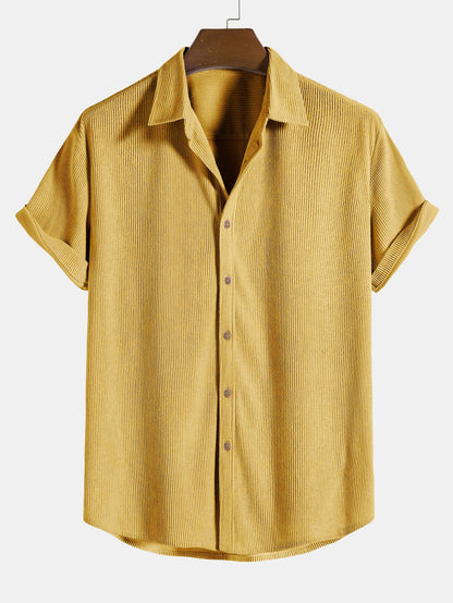 Corduroy Button-Down Short Sleeve Shirt