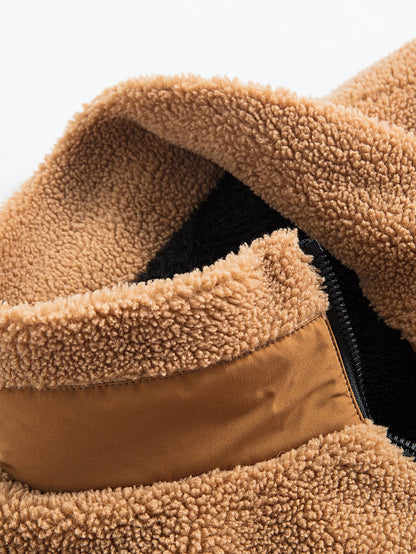 Teddy-Fleece-Reißverschluss-Taschenjacke