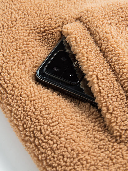 Teddy-Fleece Jacke mit Reißverschlusstaschen