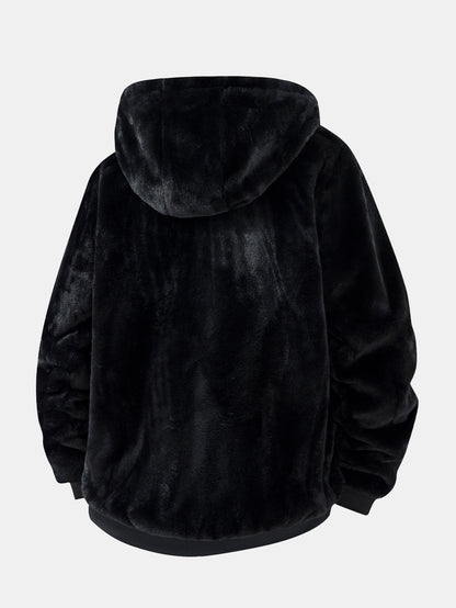 Kunstfell-Hoodie mit Tiermuster