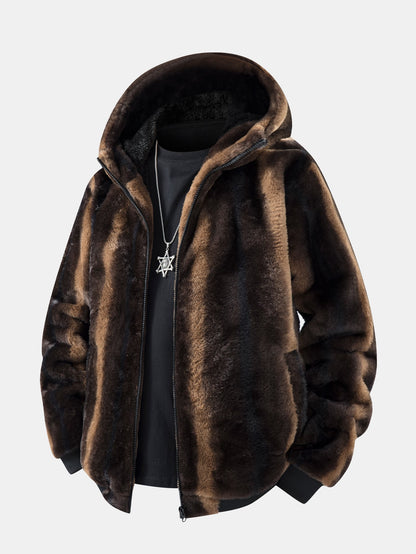 Kunstfell-Hoodie mit Tiermuster