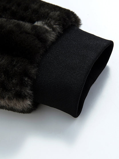 Kapuzenjacke mit Tiermuster aus Kunstfell