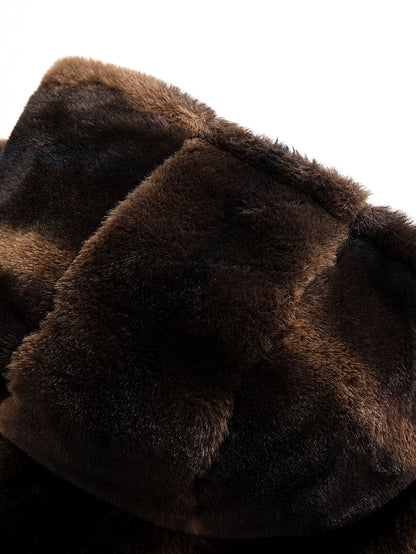 Kapuzenjacke mit Tiermuster aus Kunstfell