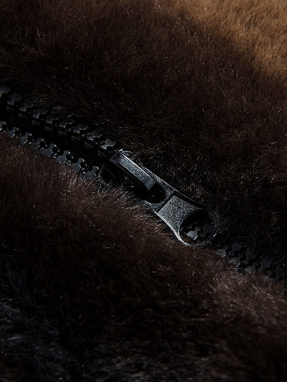 Kapuzenjacke mit Tiermuster aus Kunstfell