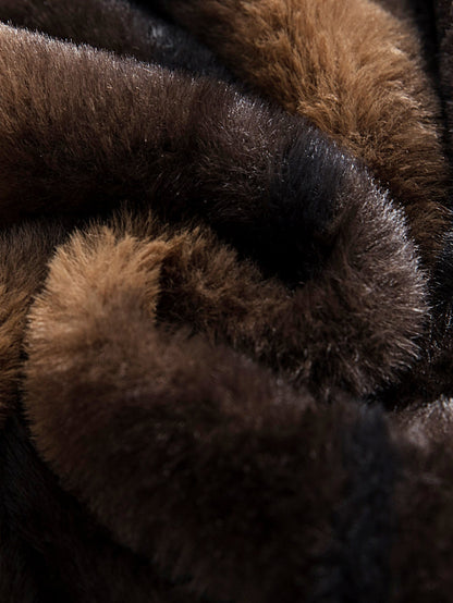 Kunstfell-Hoodie mit Tiermuster