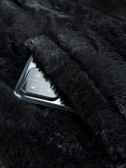 Kunstpelz Reißverschluss Stehkragen Weste