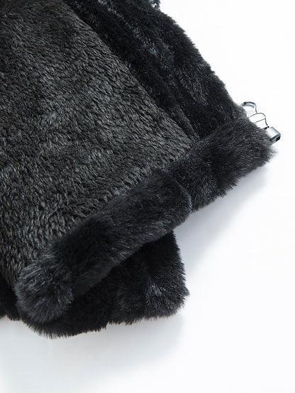 Stehkragen Weste aus Kunstpelz mit Reißverschluss