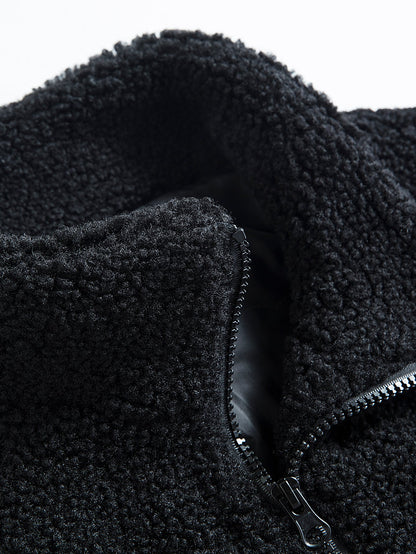 Teddy-Fleece Baseballjacke mit Kontrastdetails