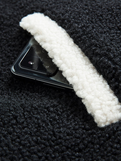 Teddy-Fleece Baseballjacke mit Kontrastdetails