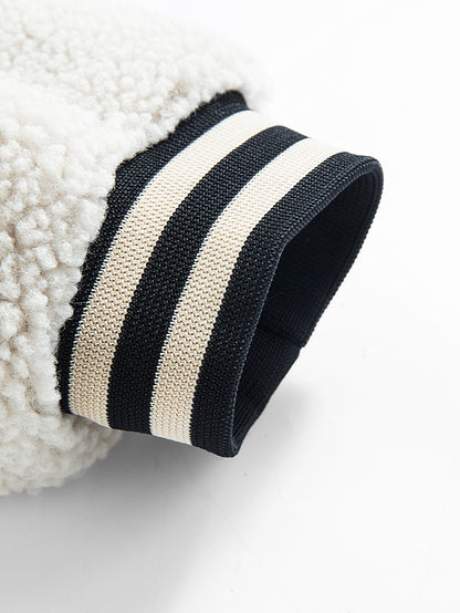 Teddy-Fleece Baseballjacke mit Kontrastdetails