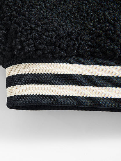 Teddy-Fleece Baseballjacke mit Kontrastdetails