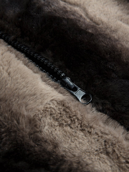 Stehkragen Weste aus Kunstpelz mit Reißverschluss