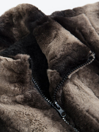 Kunstpelz Reißverschluss Stehkragen Weste