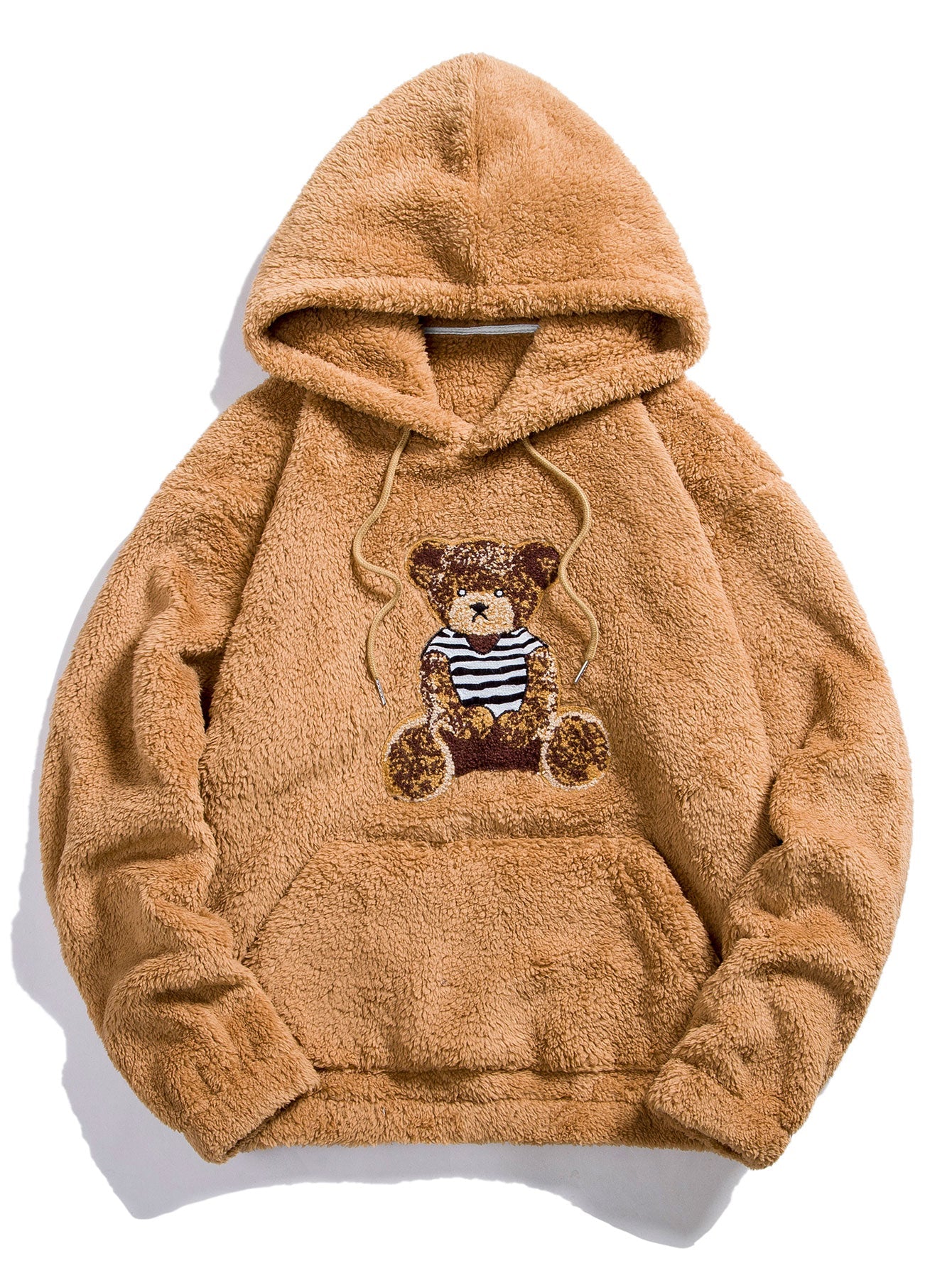 Bestickter Teddy Hoodie mit Bärenmotiv