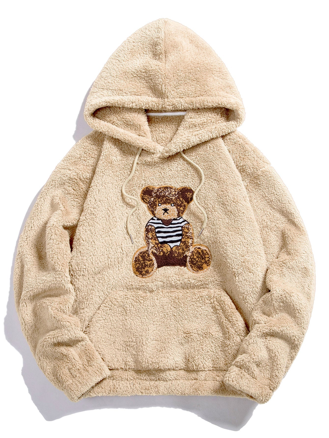 Bestickter Teddy Hoodie mit Bärenmotiv
